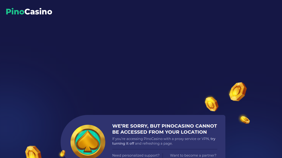 Pino Casino bonus hero image